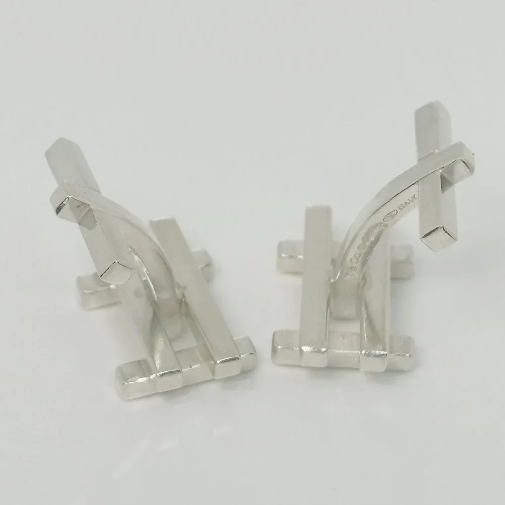 RARE Tiffany & Co Axis Cufflinks by Frank Gehry in Sterling Silver
